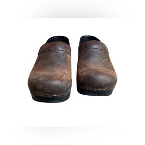 Dansko Clogs Leather Women's 37/ US 7 Brown Slip-On Slip Resistant Comfort
